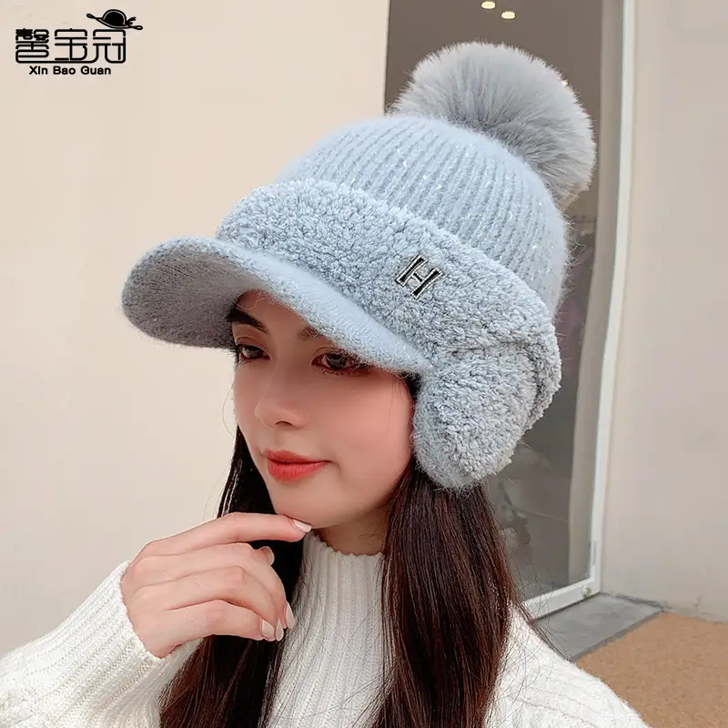 Pink Wool Beanie for Women Winter Ear Protection - Image 4