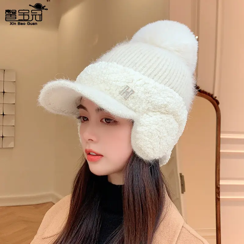 Pink Wool Beanie for Women Winter Ear Protection - Image 5