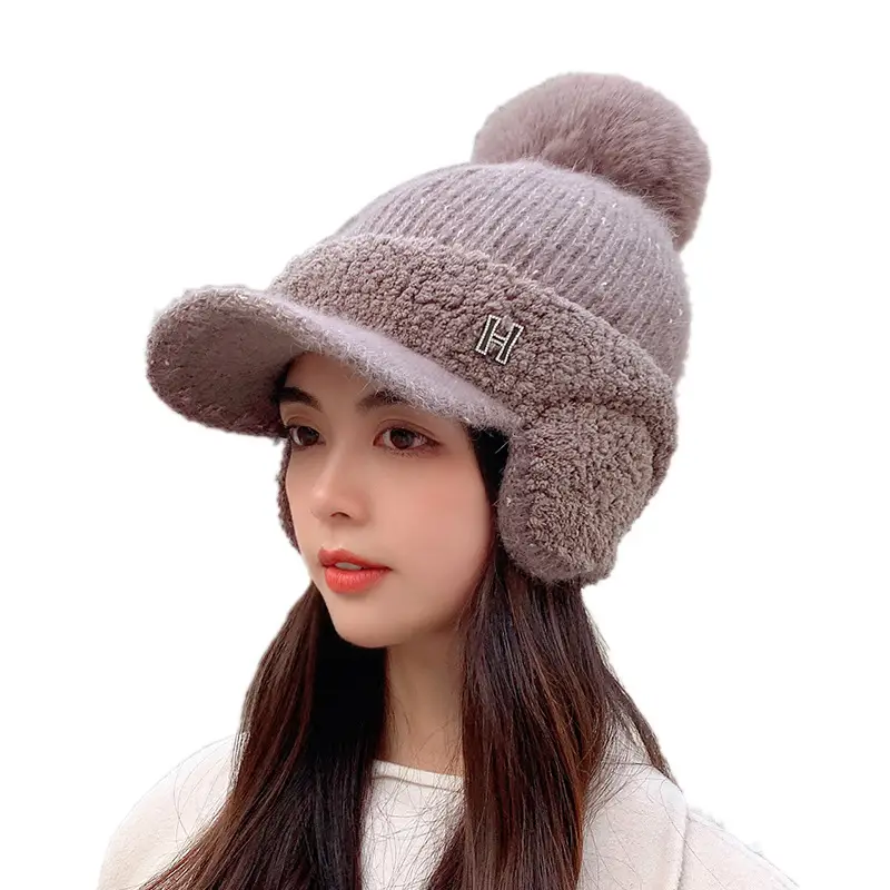 Pink Wool Beanie for Women Winter Ear Protection - Image 6