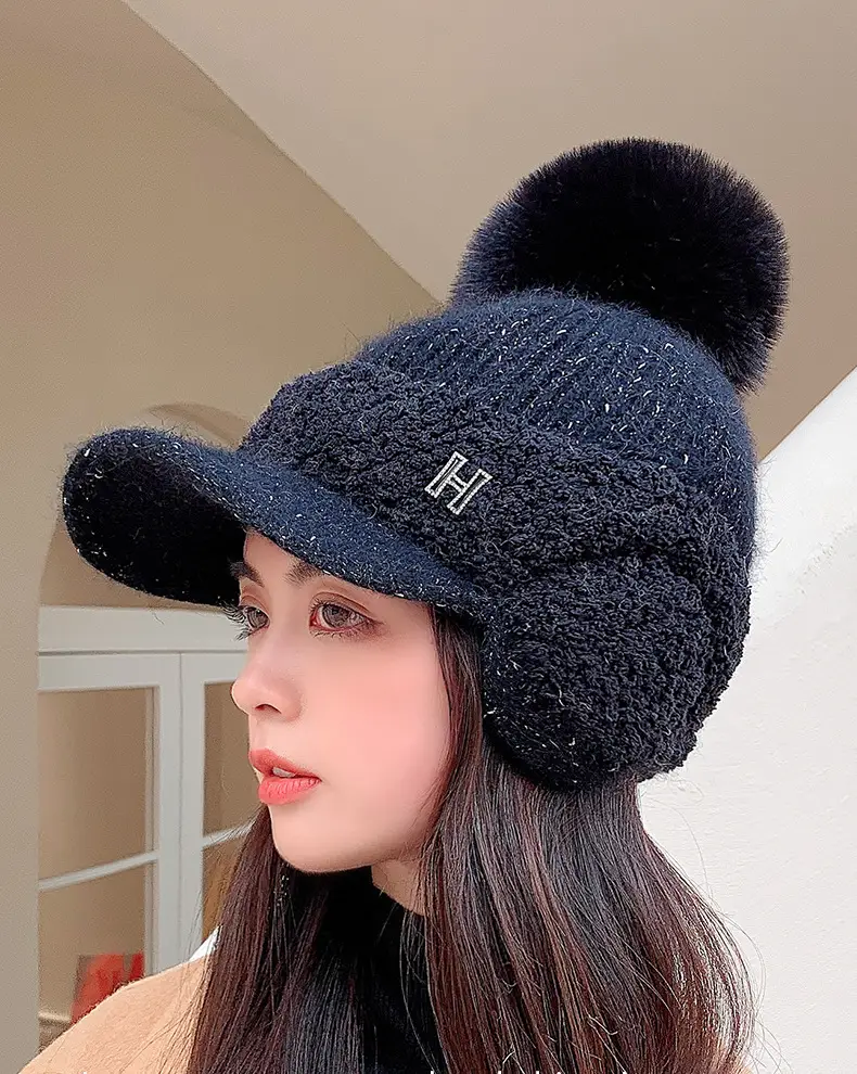Pink Wool Beanie for Women Winter Ear Protection — feature 1