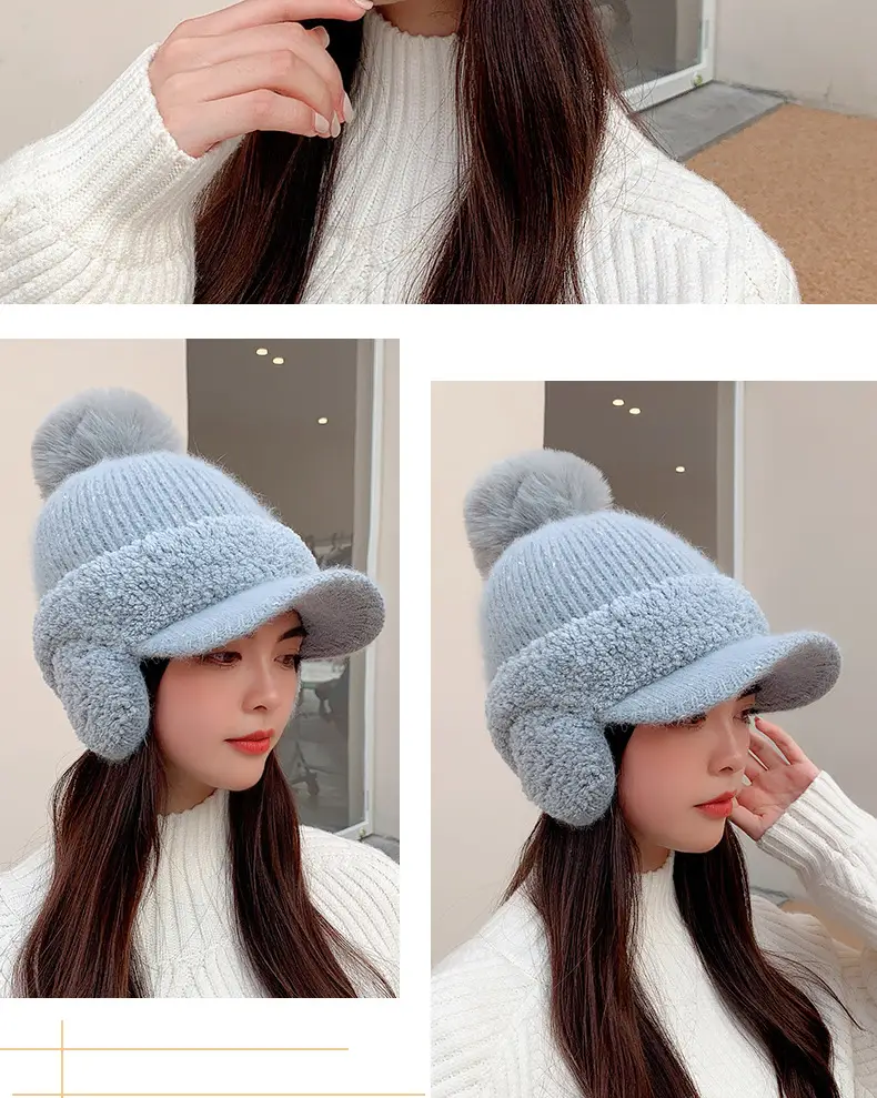 Pink Wool Beanie for Women Winter Ear Protection — feature 10