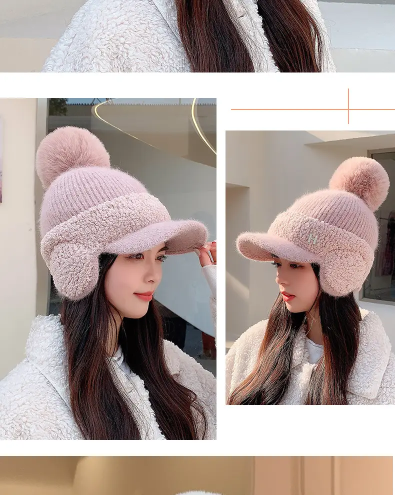 Pink Wool Beanie for Women Winter Ear Protection — feature 13