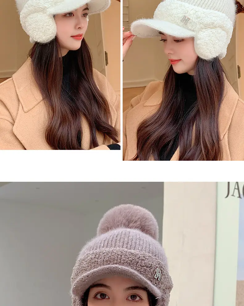 Pink Wool Beanie for Women Winter Ear Protection — feature 15