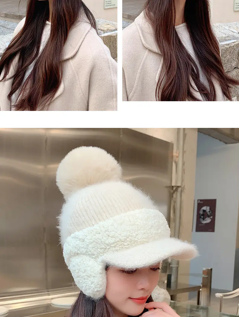 Pink Wool Beanie for Women Winter Ear Protection — feature 17
