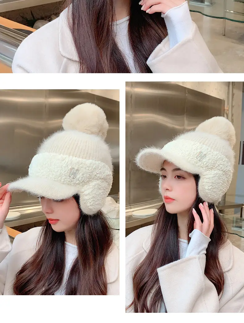 Pink Wool Beanie for Women Winter Ear Protection — feature 18