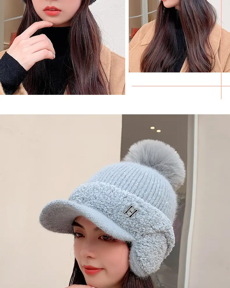 Pink Wool Beanie for Women Winter Ear Protection — feature 9