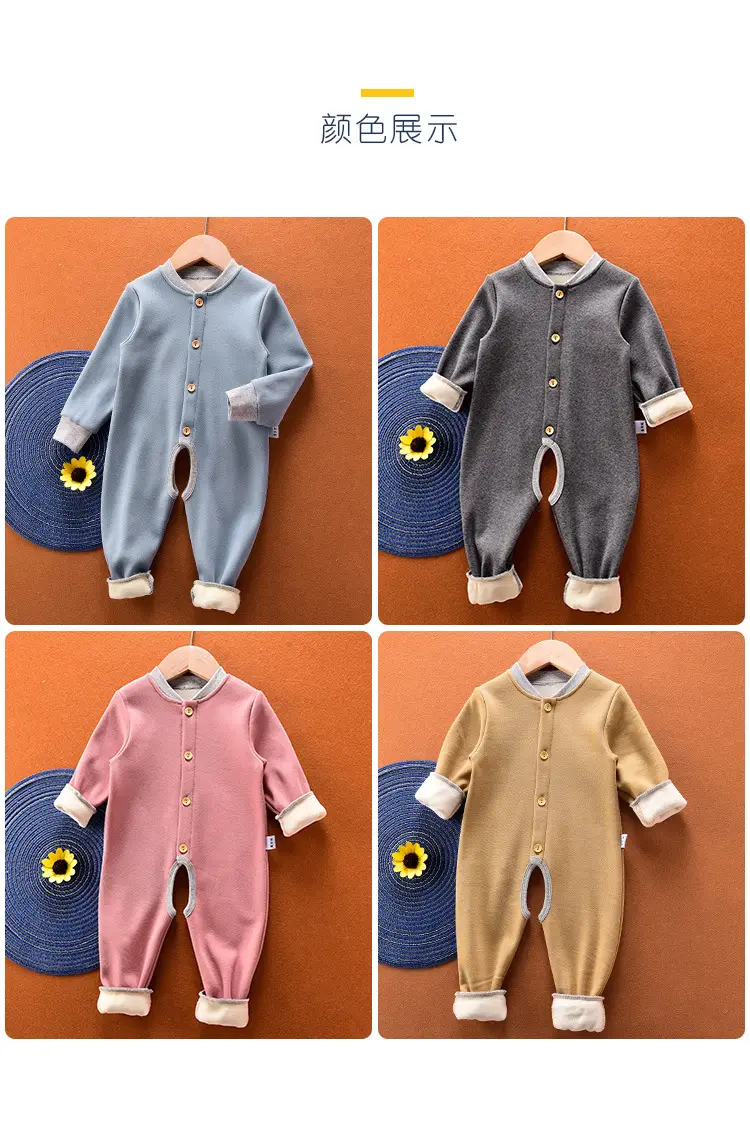 Baby Fleece Lined Jumpsuit Thickened Autumn Winter 1-3Yr — feature 10