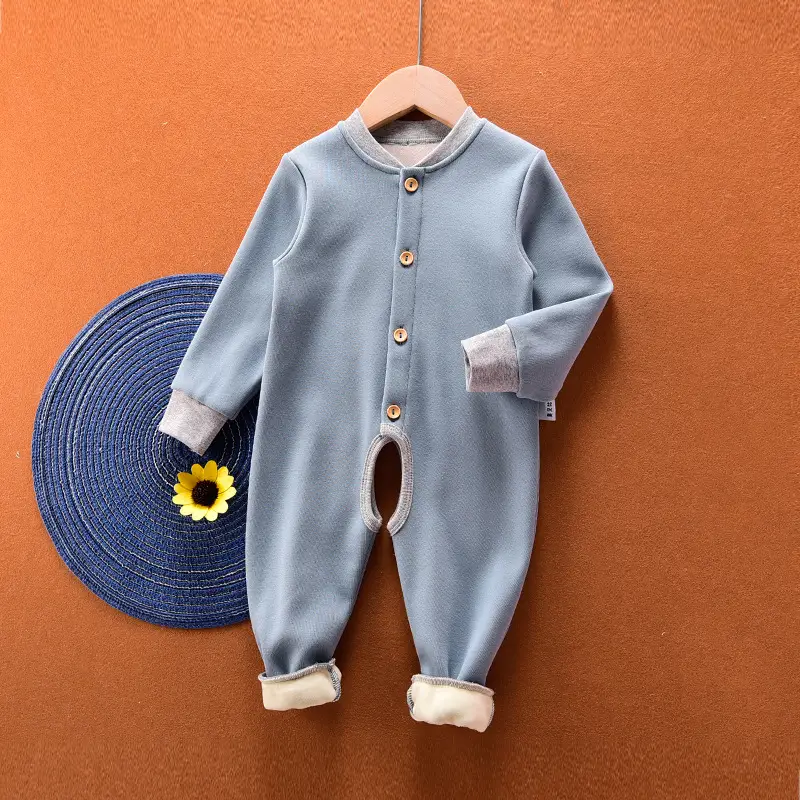 Baby Fleece Lined Jumpsuit Thickened Autumn Winter 1-3Yr - Image 3