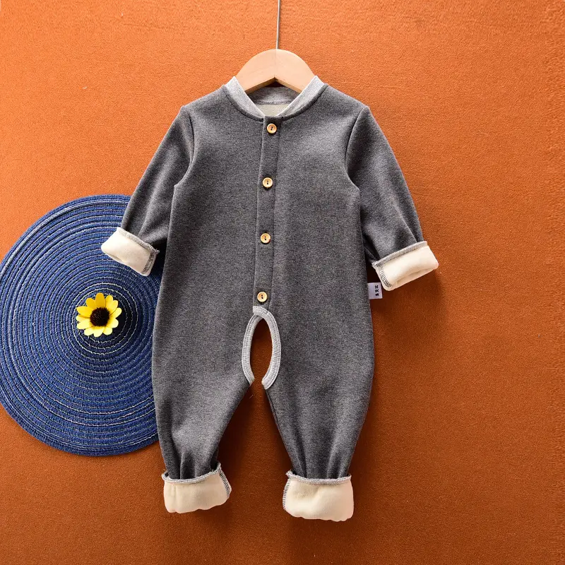 Baby Fleece Lined Jumpsuit Thickened Autumn Winter 1-3Yr - Image 4