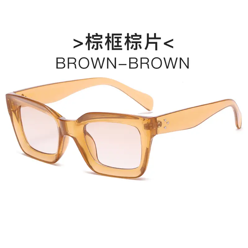 Brown Brown Retro Box Ins Sunglasses 17050 - Image 5
