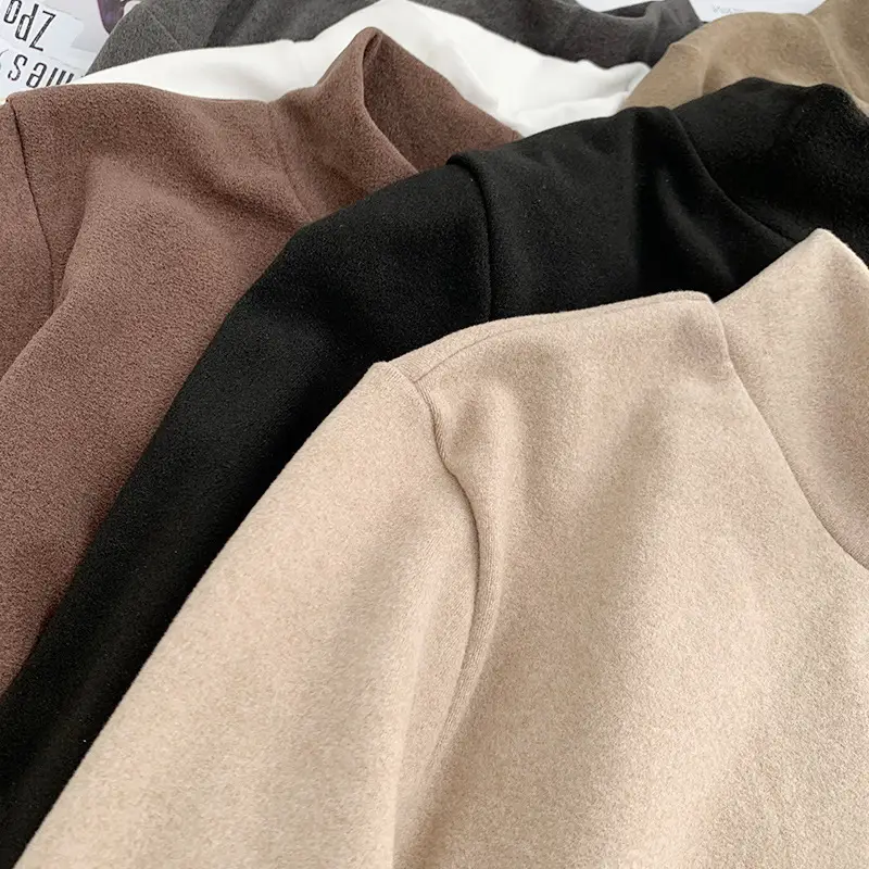 Black Half Turtleneck German Velvet Shirt for Women 2025 - Image 9