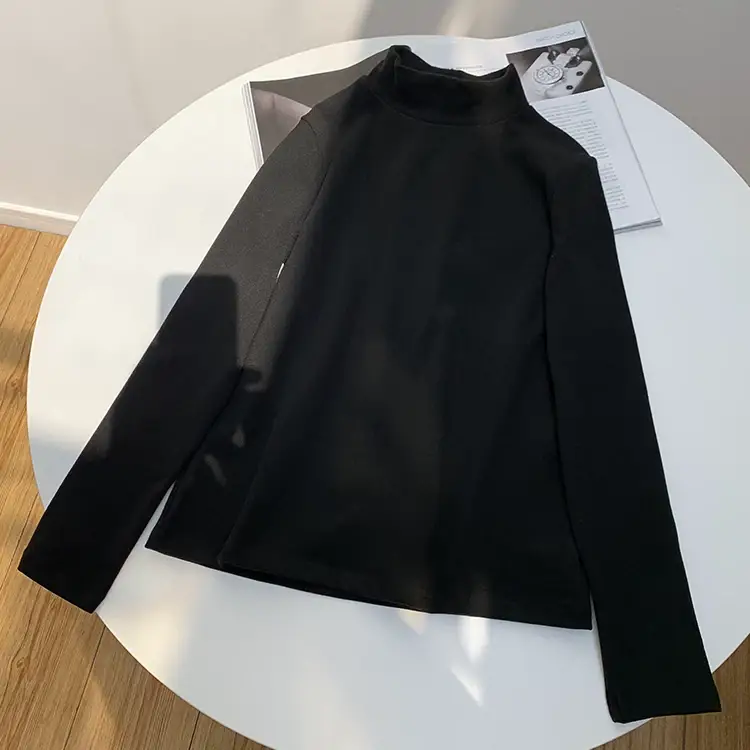 Black Half Turtleneck German Velvet Shirt for Women 2025 — feature 18
