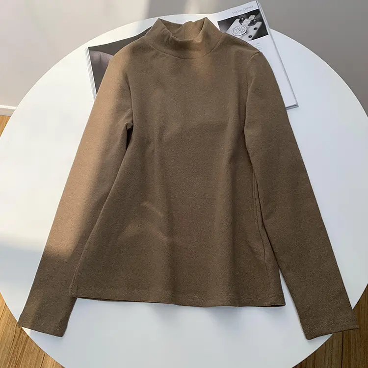 Black Half Turtleneck German Velvet Shirt for Women 2025 - Image 5