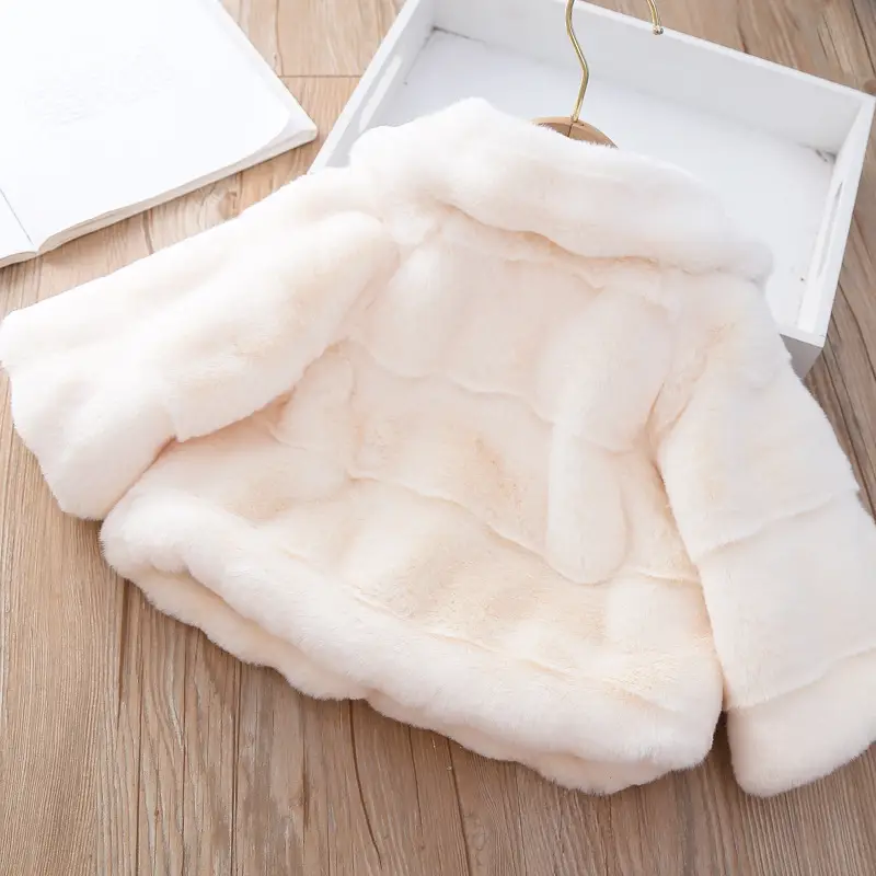 Girls Plush Cape Coat Beige Winter Warm Shawl - Image 7