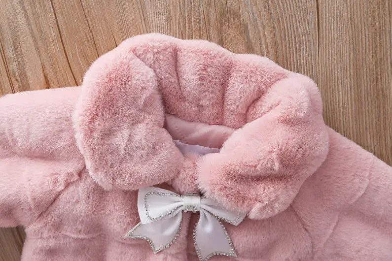 Girls Plush Cape Coat Beige Winter Warm Shawl — feature 11