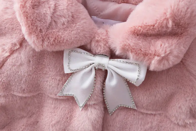 Girls Plush Cape Coat Beige Winter Warm Shawl — feature 13