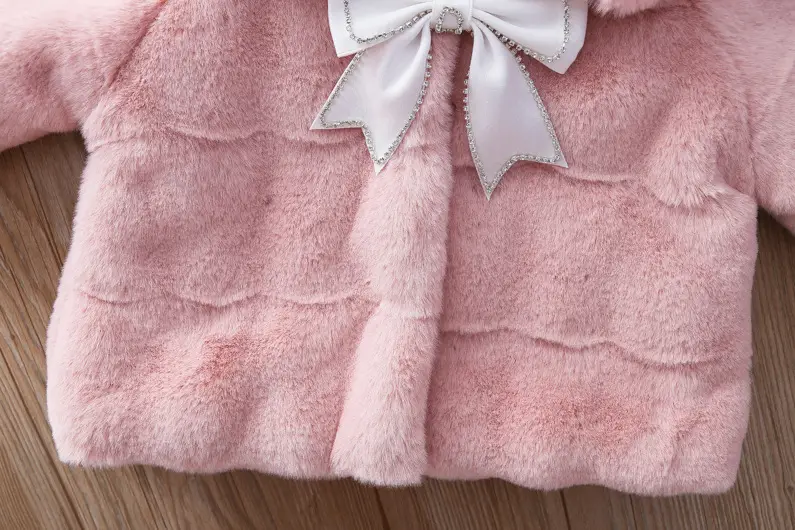 Girls Plush Cape Coat Beige Winter Warm Shawl — feature 14