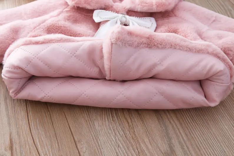 Girls Plush Cape Coat Beige Winter Warm Shawl — feature 15