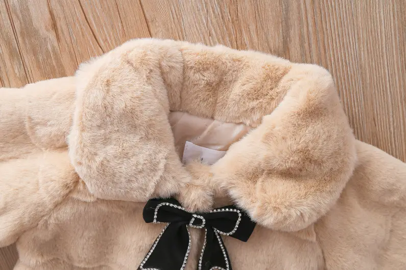 Girls Plush Cape Coat Beige Winter Warm Shawl — feature 18