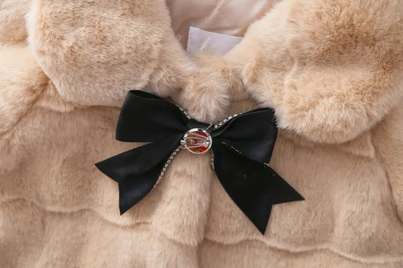 Girls Plush Cape Coat Beige Winter Warm Shawl — feature 20