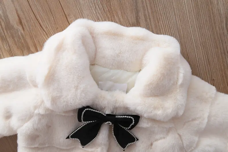 Girls Plush Cape Coat Beige Winter Warm Shawl — feature 21