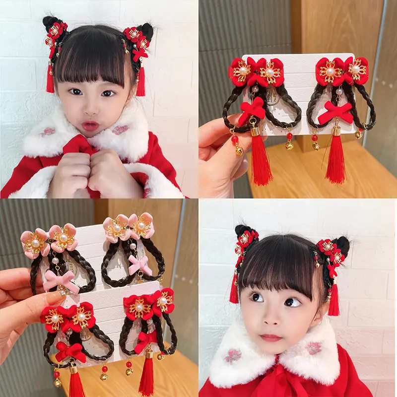 Red Pearl Pom Pom Tassel Headband for Girls — feature 4