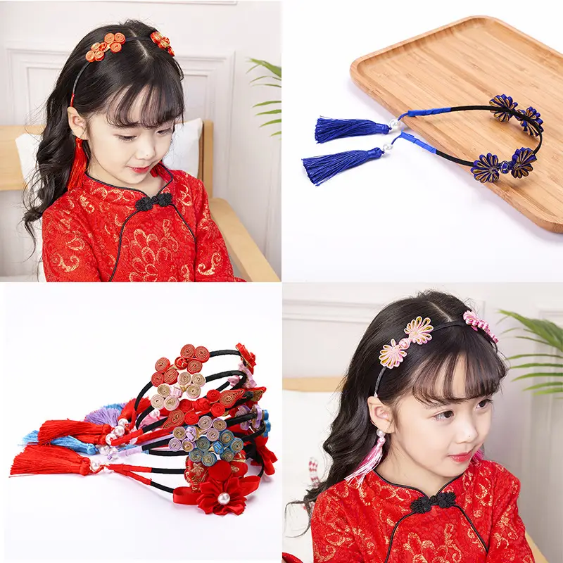 Red Pearl Pom Pom Tassel Headband for Girls — feature 6