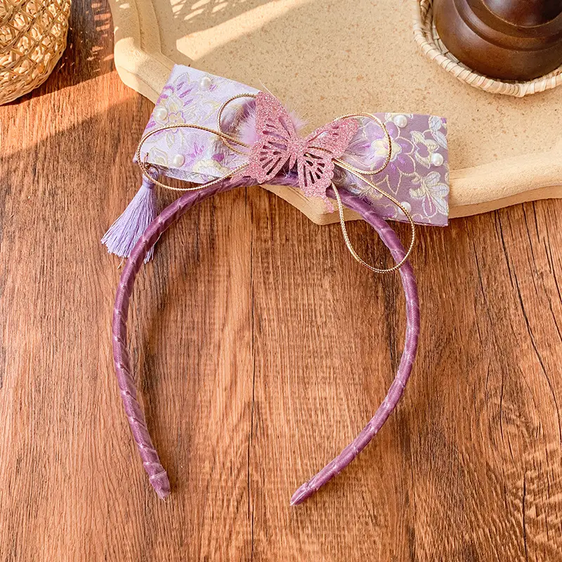 Red Pearl Pom Pom Tassel Headband for Girls