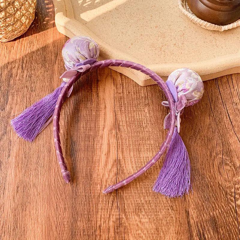 Red Pearl Pom Pom Tassel Headband for Girls