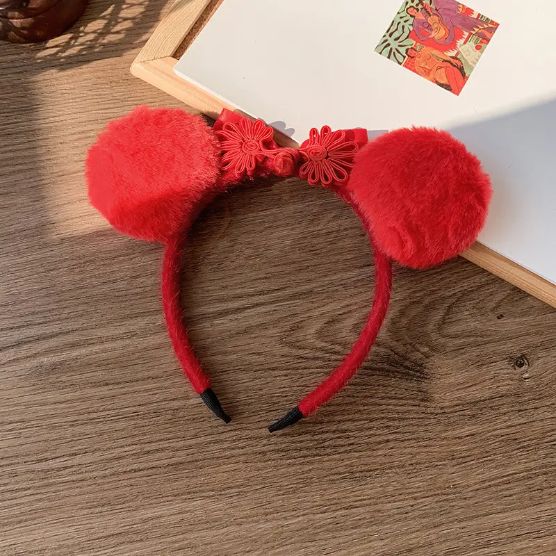 Red Pearl Pom Pom Tassel Headband for Girls