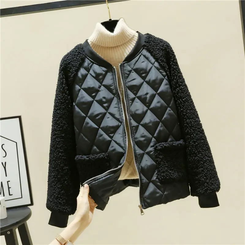 Women's Pink Quilted Fleece Jacket Winter Warmth Loose Fit - Image 6