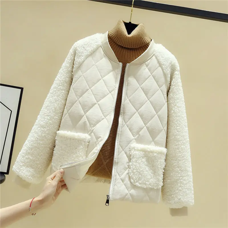 Women's Pink Quilted Fleece Jacket Winter Warmth Loose Fit - Image 7