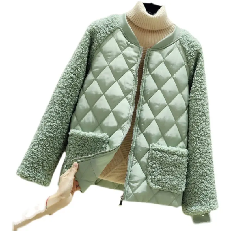 Women's Pink Quilted Fleece Jacket Winter Warmth Loose Fit - Image 8