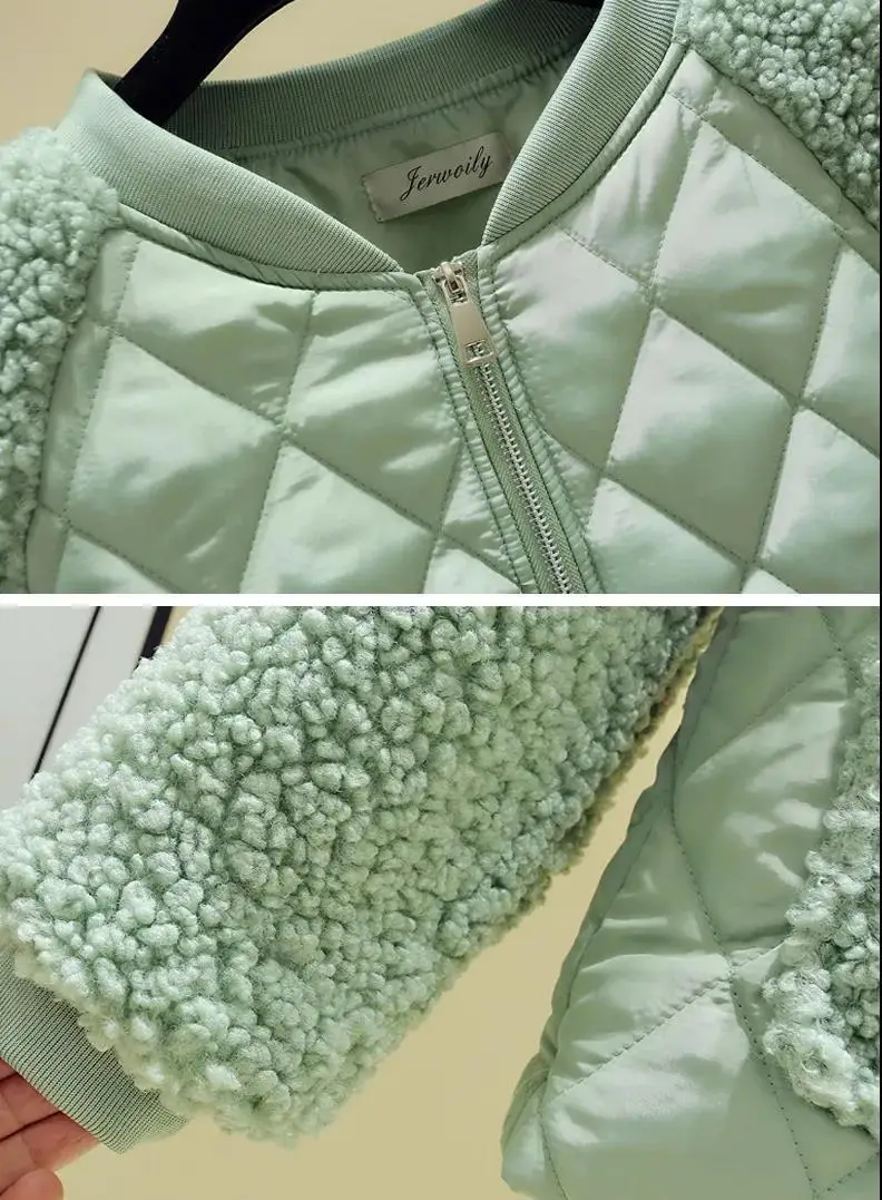 Women's Pink Quilted Fleece Jacket Winter Warmth Loose Fit — feature 10