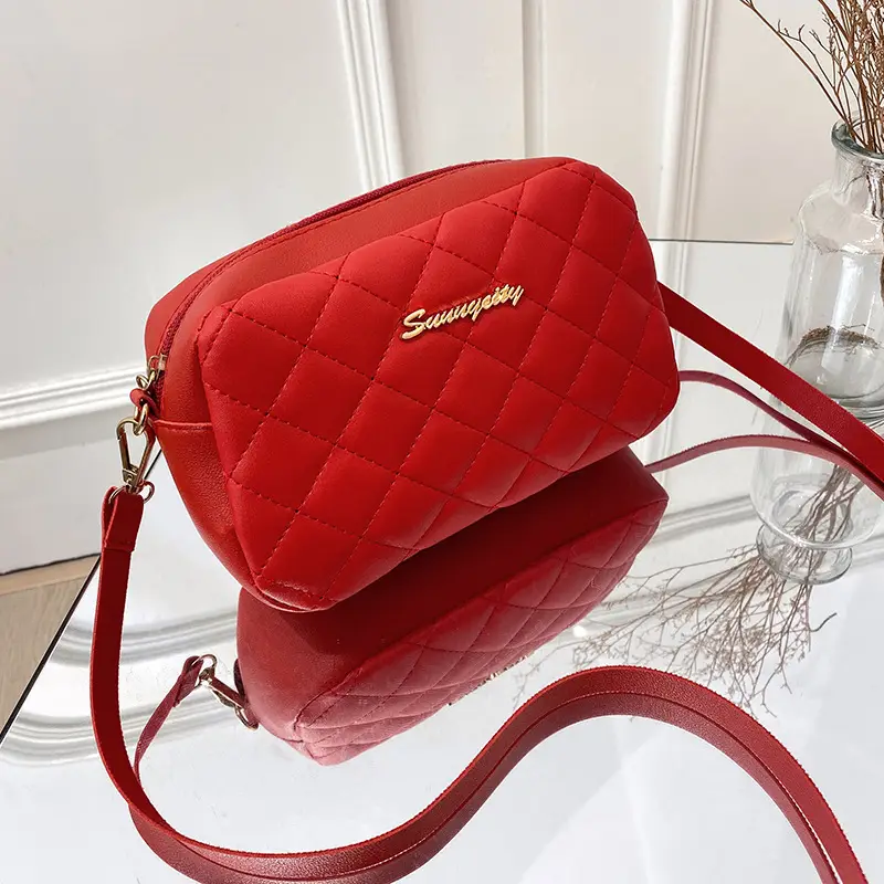 Black Quilted Shoulder Bag with Embroidery - Image 2