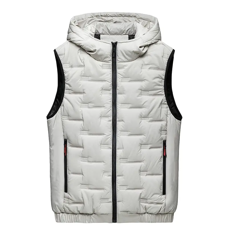 Men's Grey Hooded Waistcoat Jacket for Winter Warmth - Image 3