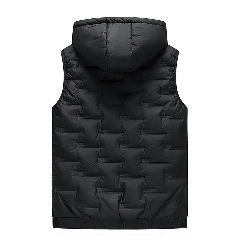 Men's Grey Hooded Waistcoat Jacket for Winter Warmth - Image 5