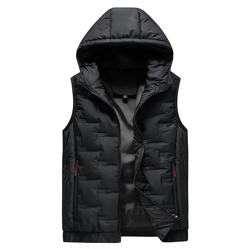 Men's Grey Hooded Waistcoat Jacket for Winter Warmth - Image 6