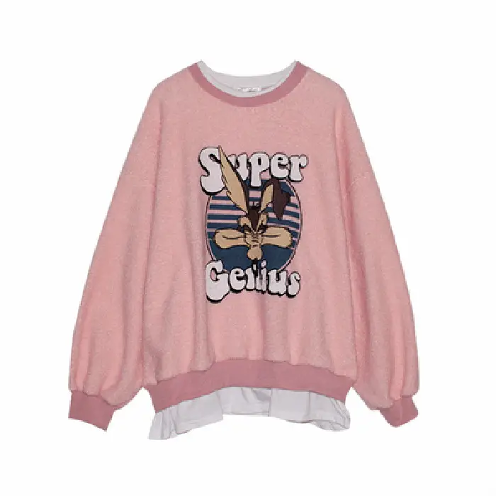 Lamb Wool Super Butterfly Print Women Sweatshirt Pink - Image 7