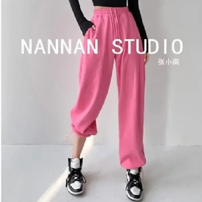 Women White Knitted Cotton Street Sports Pants - Image 10