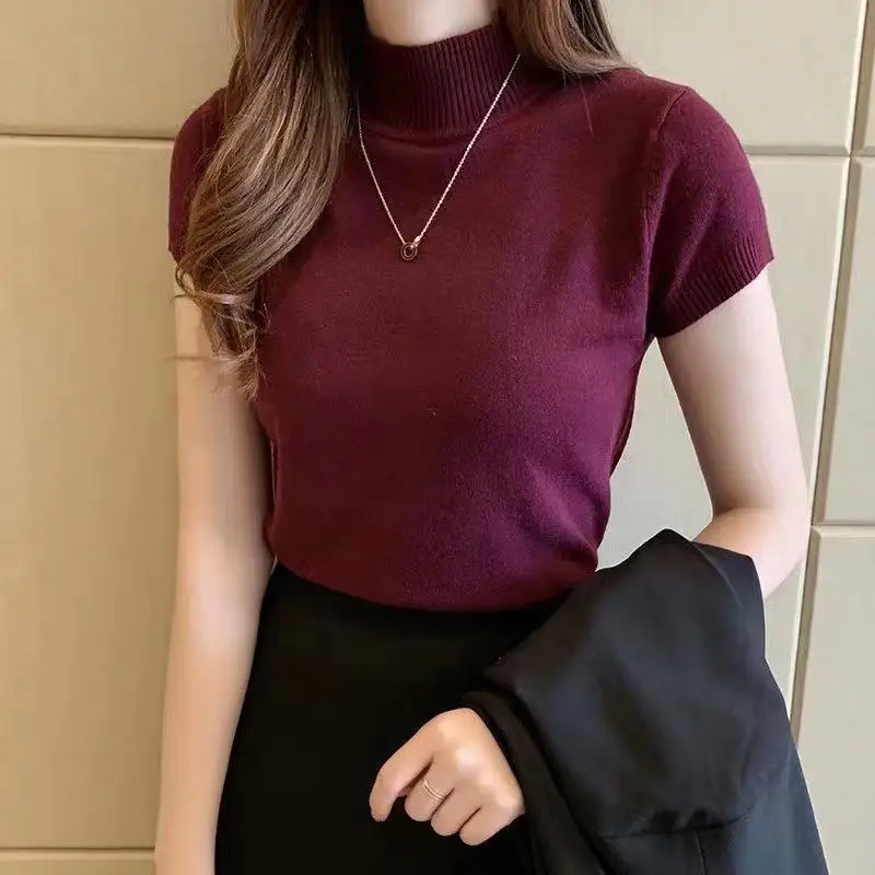 Women Half Turtleneck Knit Shirt Autumn Winter Slim Fit — feature 4