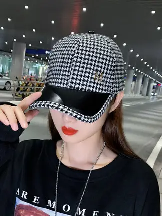 Women British Houndstooth Peaked Cap Autumn Winter - Image 6