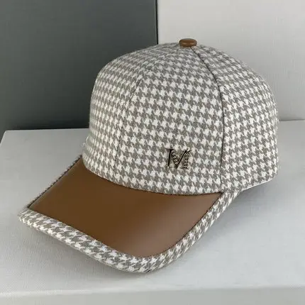 Women British Houndstooth Peaked Cap Autumn Winter - Image 2