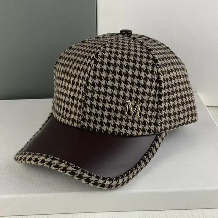 Women British Houndstooth Peaked Cap Autumn Winter - Image 3