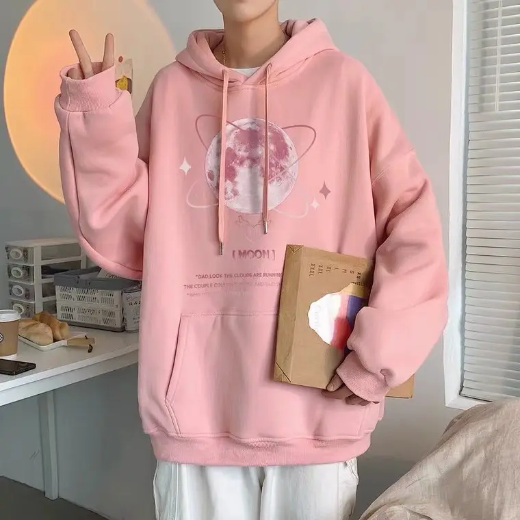 Men's Purple Moon Print Hooded Sweatshirt - Image 5