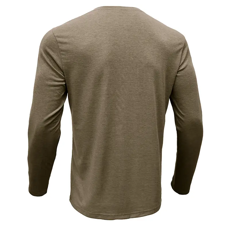 Men's Long Sleeve Round Neck T-Shirt Olive Green - Image 20