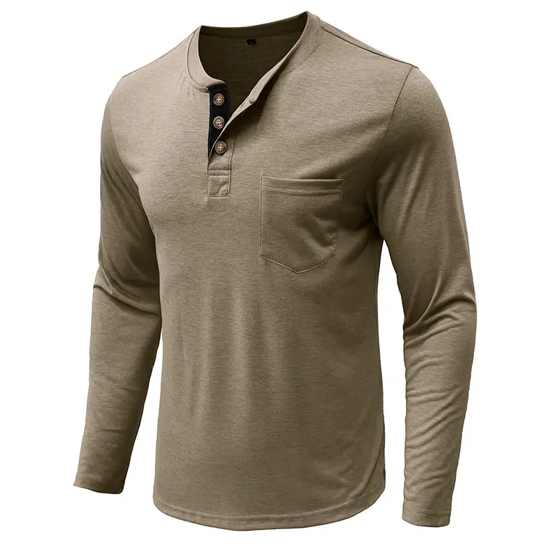 Men's Long Sleeve Round Neck T-Shirt Olive Green - Image 23