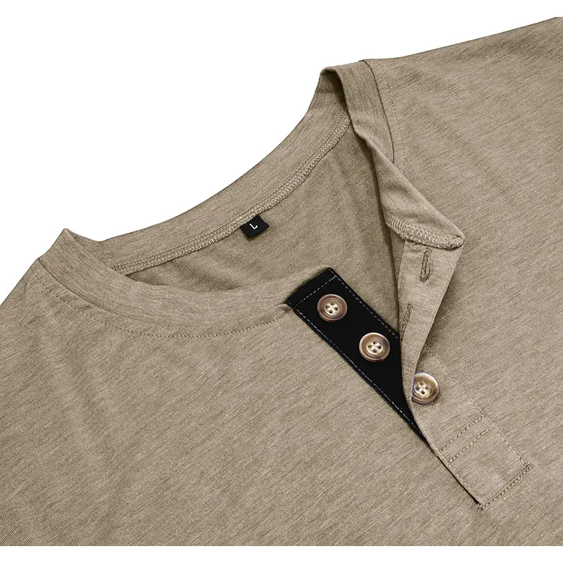 Men's Long Sleeve Round Neck T-Shirt Olive Green — feature 10