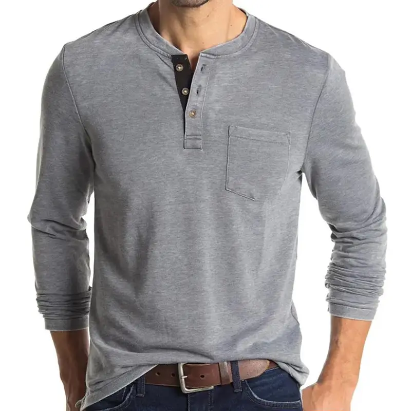 Men's Long Sleeve Round Neck T-Shirt Olive Green — feature 11