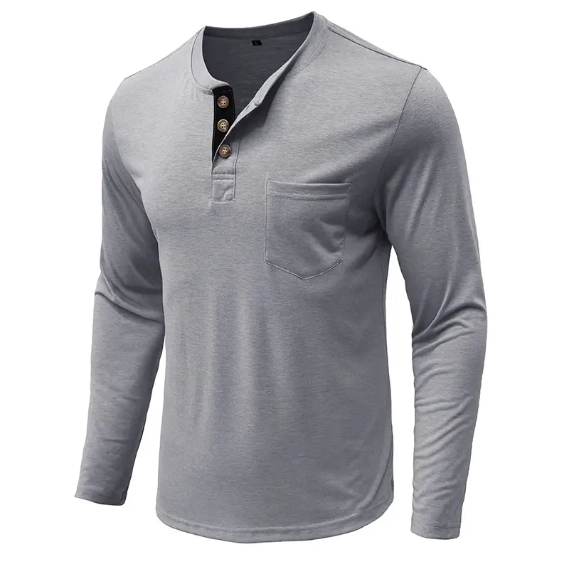 Men's Long Sleeve Round Neck T-Shirt Olive Green — feature 14